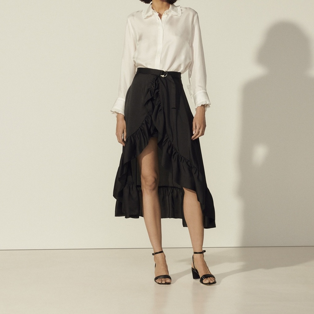 Sandro Paris Ilona Asymmetrical Ruffle Skirt Size 2